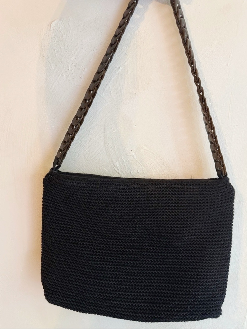 The Sak | Black Knit | Shoulder Bag | Braided Leather Strap